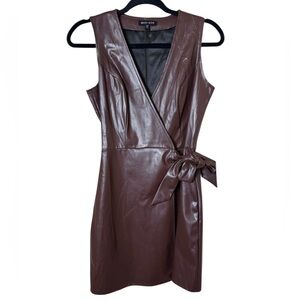 Max+Ash Small Elegant Brown Faux Leather Mini Dress